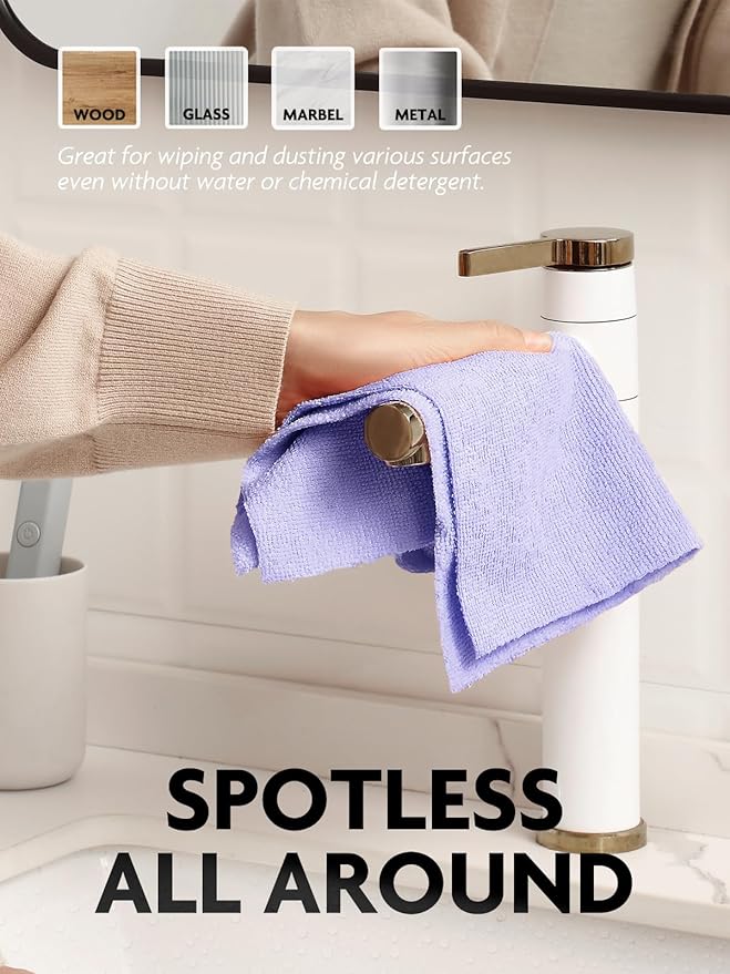 Fantasticlean Microfiber Cleaning Cloth Roll- 75 Sheets, 12"x12" (Lavender) | Super Absorbent, Lint-free, Tear-away Microfiber Towel Roll, for All-Purpose Cleaning, Reusable Alternative to Paper Towels