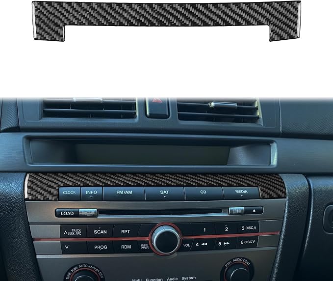 Fit for Mazda 3 2004-2009 Carbon Fiber Center Console Stickers Type-B | Center Console A/C Control Radio Panel Trim | Accessories | Self-adhesive | Thick Overlay