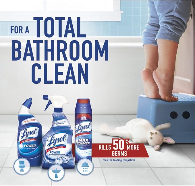 Lysol Toilet Bowl Cleaner Gel, For Cleaning and Disinfecting, Bleach Free, Ocean Fresh Scent, 24oz (Pack of 4)