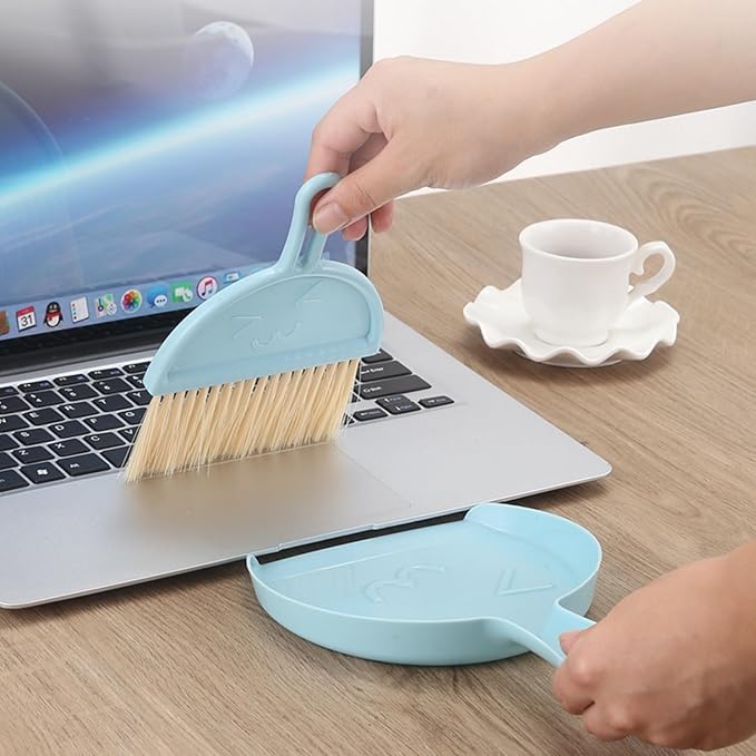 TAORANJU Small Broom and Dustpan Set, Portable Mini Dustpan and Brush Set, Lightweight Dust Pan and Brush Set, Desktop Cleaning Supplies for Tabletop, Keyboard, Small Space and Pet Areas