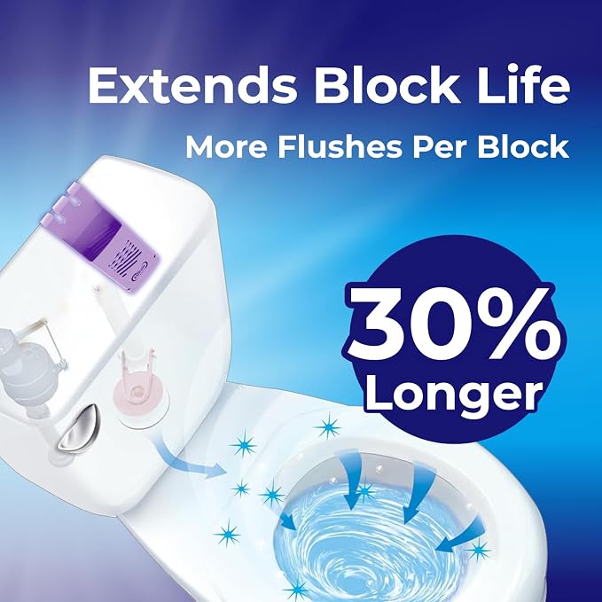 Toilet Tank Tablet Holder with Blue Toilet Bowl Tablets, 8.97 x 3.22 x 2.25 Inch Tablet Holder - Prevents Flapper Jams & Residue, Extends Life of Drop-In Cleaner Tablets (1+2)