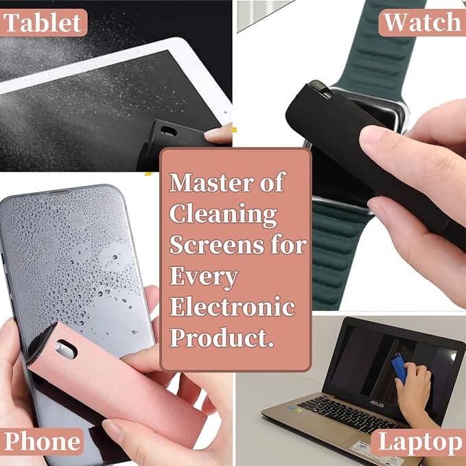 Computer Laptop Phone Screen Cleaner, Hatstart Touchscreen Cleaning Spray and Wipes Accessories to Remove Fingerprint for MacBook Display iPad iPhone Screens Mac TV - Pink Purple Blue