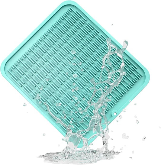 ZLR Heavy-Duty Silicone Dish Drying Mat (16" x 18" / 401 x 455mm) - XL Family-Size Thick 4mm Drainboard for Pots, Pans & Heavy Cookware - Oversized Trivet & Counter Protector, Non-Slip (Mint Green)