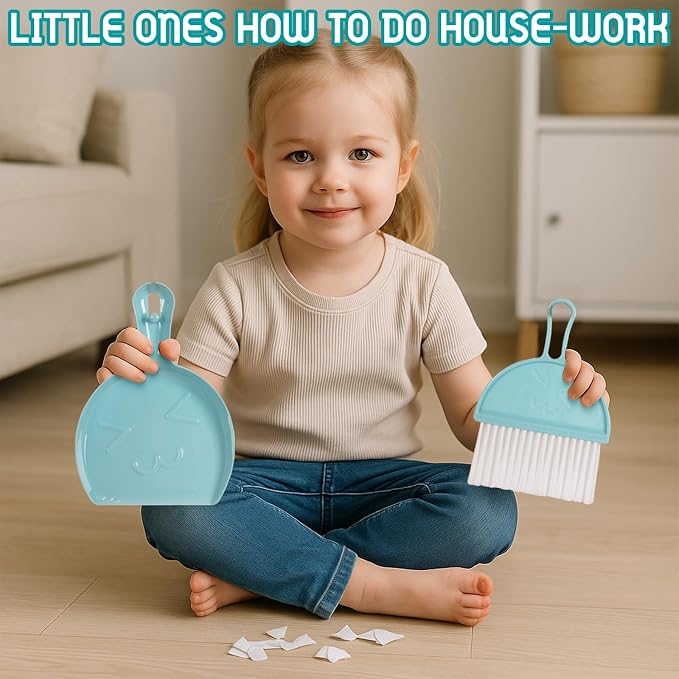 Kids Cleaning Set, Housekeeping Play Broom Set for Toddlers 3-8 | Include Broom Mop Duster Dustpan Brushes Rag,Organizing Stand,Cleaning Toys Gift for Girls Boys,Solid Beech Wood