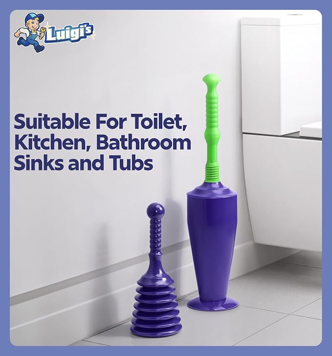 Luigi's Toilet & Sink Plunger Set - Blue