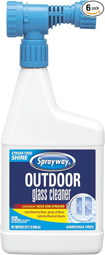 Sprayway Outdoor Glass Cleaner, 32oz, Pack of 6 | Streak-Free Shine, Foaming Action | Ideal for Windows, Patio Doors, and Outdoor Glass Surfaces