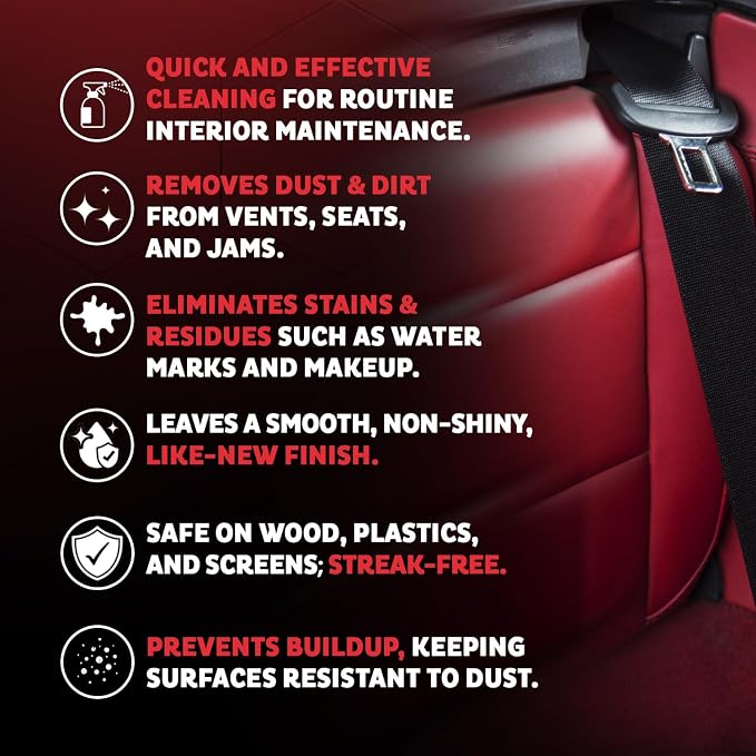 MAXL® Interior Car Cleaner Detailer Spray, NeverDust® Technology, 2 x 20 oz | Repels Dust, Wipes Oil, Residue with Matte Finish for Leather, Dash, Trim & Screens, Safe on All Surfaces