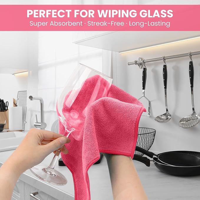 34 Pack Microfiber Cleaning Cloth, 4 Assorted Colors Cleaning Rags for Housekeeping, Colorful Reusable Microfiber Towels for Car, Kitchen, Bathroom and Household Cleaning Supplies, 11.8"X11.8"