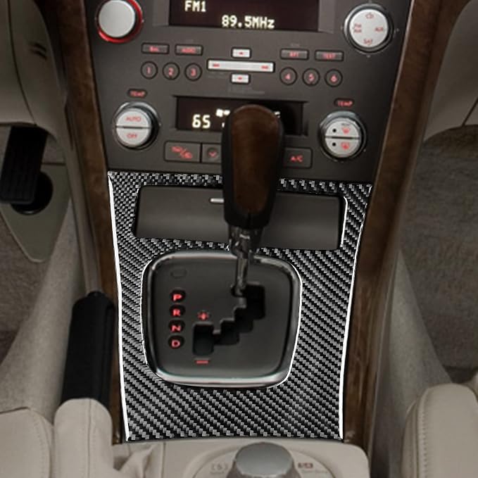 JKYUKU Real Carbon Fiber for Subaru Accessories Center Console Gear Shift | for Legacy/Outback 2005-2009, Black Center Console Gear Shift Surround Frame Shifter Sticker, Tool-Free Installation