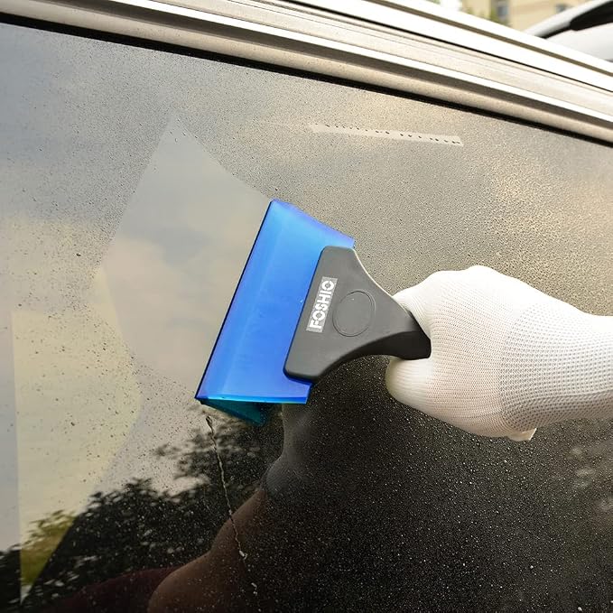 FOSHIO Small Squeegee with 5 Inch Dark Blue & Green Rubber Blade Mini Wiper Window Tinting Tools for Mirror Glass Window Cleaner with Non-Slip Handle, 2 Pack