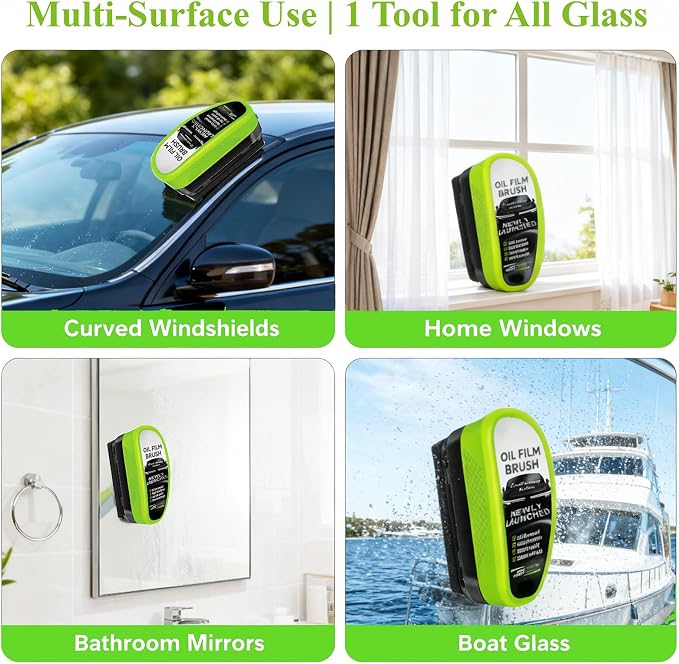 3PCS Clear Vision Windshield Cleaner, Automotive Oil Film Cleaning Brush for Car Windows, Windshield Oil Film Remover for Car,Truck,RV Windows and All Glass Surfaces