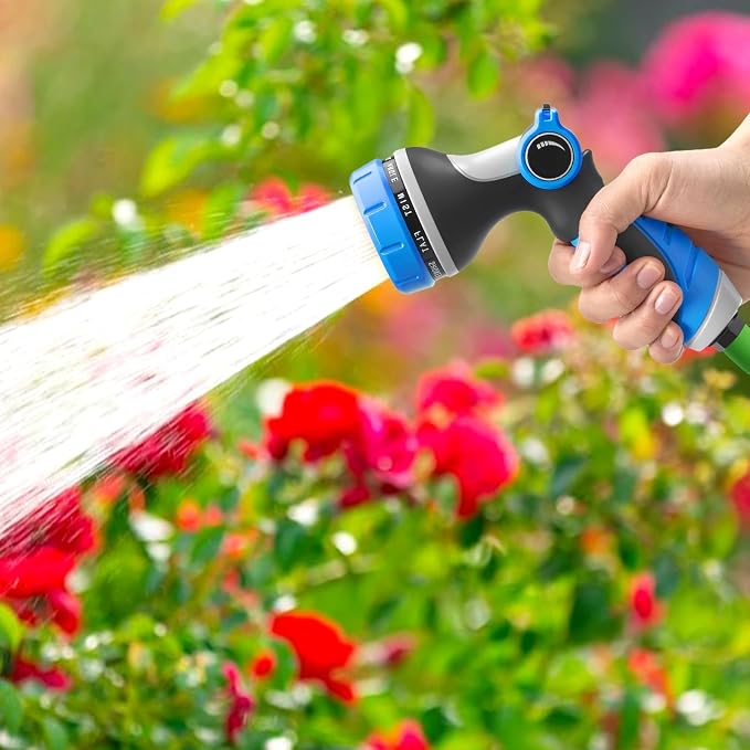 Garden Hose Nozzles,Hose Spray Nozzle with Adjustable 10 Watering Patterns | Slip Resistant High Pressure Water Hose Nozzle Sprayer for Plants & Lawns Watering ,Car Washing and Pet Showering 2Pack