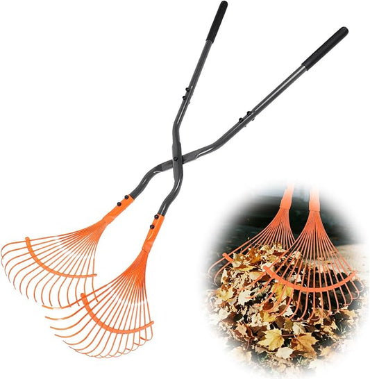 Leaf Grabber Rake with Long Handle,Metal Leaves Rakes,Lightweight Leaf and Grass Picker Upper,Leaf Collector for Lawn & Yard Shrub Cleanup.