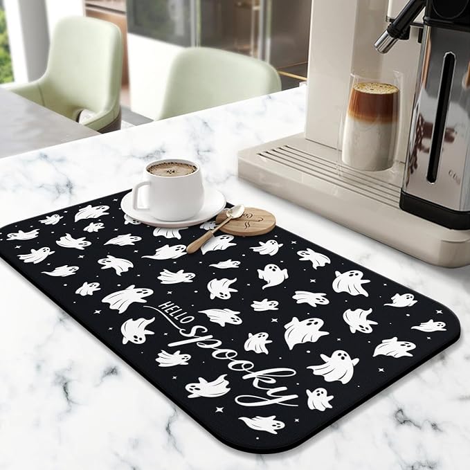 Fun Coffee Mat 19inx12in,Coffee Bar Mat for Countertops,Absorbent Hide Stain Anti-Slip Coffee Bar Accessories Fit Under Coffee Machine Mat,dish Drying Mats for Kitchen