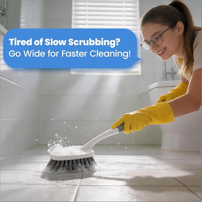 3 Pack Hard Bristle Scrub Brush Set, Heavy Duty Cleaning Brushes with Ergonomic Handle, Specifically Designed for Bathroom, Shower, Bathtub, Tub, Carpet, Floor, Grout, Tile