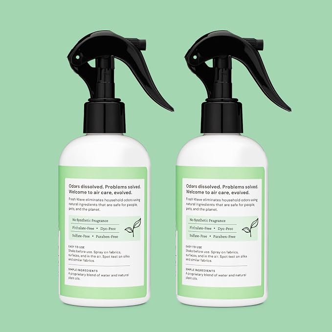 Fresh Wave Original Room and Fabric Air Freshener Spray, 2-Pk, 8 oz | Plant-based formula, Pet-safe and people-safe, Fabric and room deodorizer , For upholstery, carpets, shoes, and pet bedding