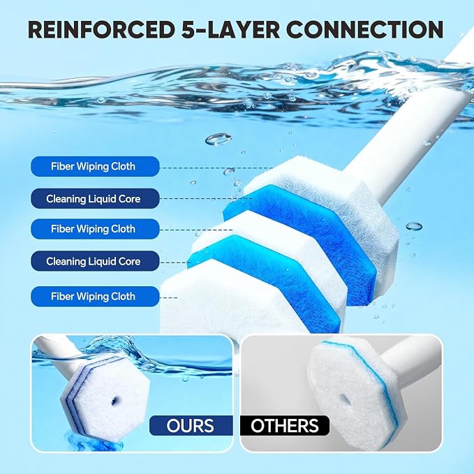 60 Count Toilet Brush for Clorox,Disposable Toilet Cleaner Refill Pads | Disposable Toilet Brush Heads, Toilet Bowl Cleaner, 4X Cleaning Power,Pre-Loaded Cleaning Formula, Bathroom Cleaning Supplies