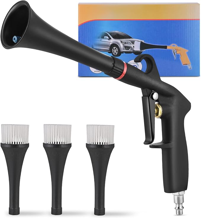 car Cleaning air Blow Gun Compressor Tools Accessories auto Detailing Supplies Interior attachments blowguns 4-piece kit Set - Uses Air Compressor - Blasts Dust, Dirt & Grime Fast