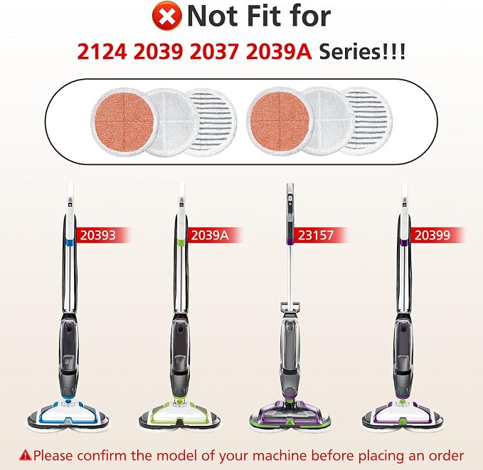 3897A Pads Replacement for Bissell SpinWave SmartSteam Scrubbing Steam Mop | ONLY for 3897A / 3712 Model, Washable & Reuseable Rotating Steam Cleaner Mop Refill Head Pads, 6 Pack