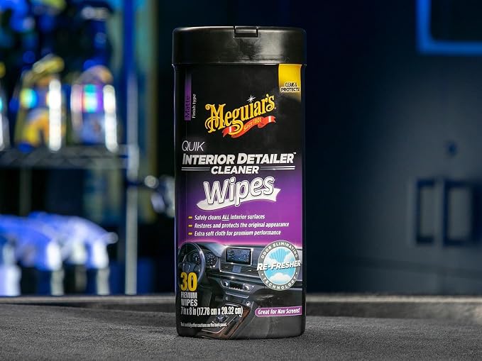 Meguiar's Quik Interior Detailer Wipes G13600, 6 Pack of 30 Count, 180 Total, Dashboard and Trim Cleaner for Leather, Vinyl, Rubber, Metal, LCD, Navigation Screens, Non-Greasy Touchups