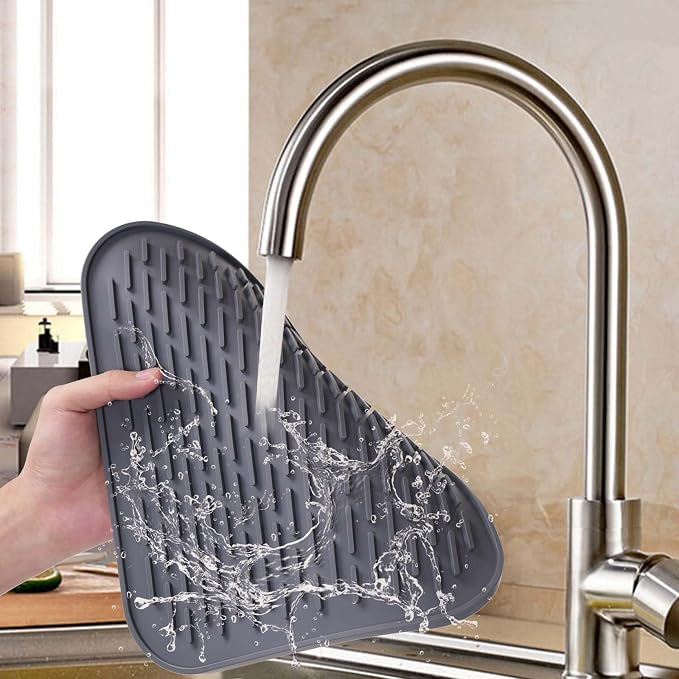 Dish Mat Silicone Dish Drying Mats Works For Drying Stemware Cocktail Glasses Silverware Pots Pans Knives and Dish Rack for Kitchen Counter Sink Bar Pads Easy to Clean (11.5" x 9.1")