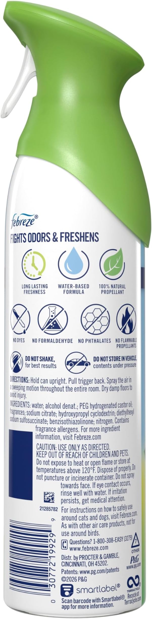 Febreze Air Mist, Air Freshener Spray, Odor Fighting Room Spray, Deodorizer for Home Bathroom Kitchen Office Apartment Dorm Room Classroom, Gain Original Scent, 8.1oz (Pack of 6)