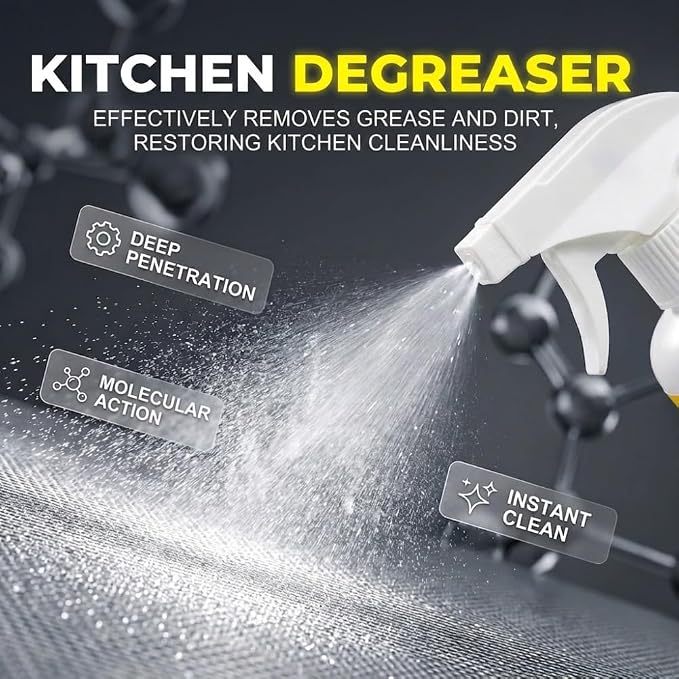 BBQ Grill Cleaner Spray, Heavy Duty Kitchen Degreaser Spray for Grill, Oven, Stove, Multi-Surface Grease Removal Spray for Home & Outdoor Cooking (2)
