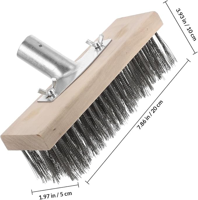 ABOOFAN Stainless Steel Wire Scrubber Brush 20cm Heavy-Duty Metal Floor Cleaning Brush Moss Remover for Outdoor Deck Patio Concrete Surfaces