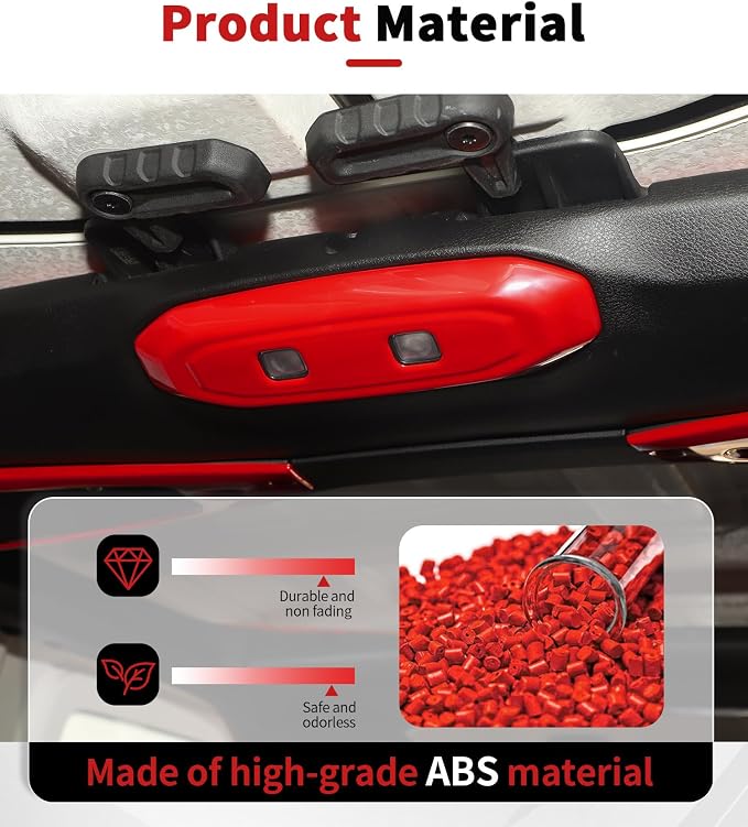 JWWY Interior Trim Kit Dress-Up Kit Decor Set Center Console Gear Shift Dashboard Panel,Door Window Switch Knob Speaker Cover Trim for 2024–2026 Jeep Wrangler JL JLU & Gladiator JT Red 28pcs