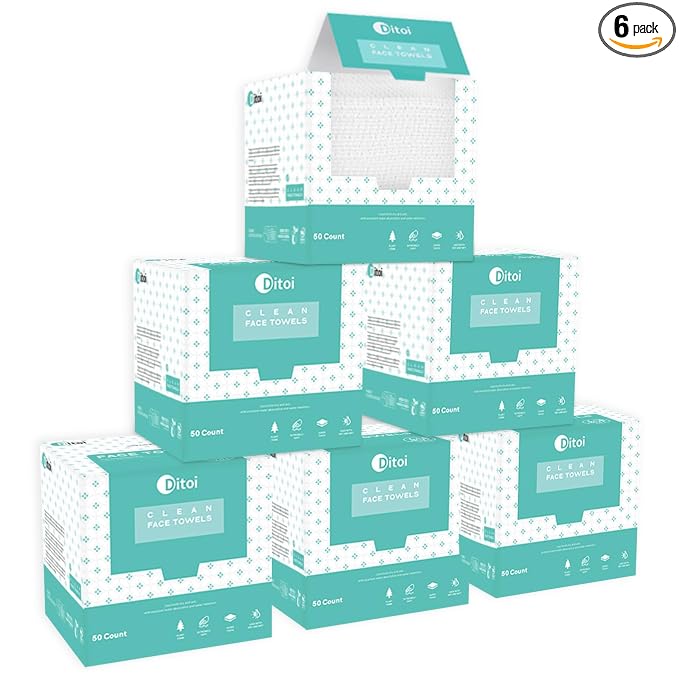 Ditoi Face Towels XXL, Ultra‑Soft Disposable Facial Towels | 10"×12" Thick Face Cloths for All Skin Types, Lint-free Dry Wipes for Skincare, Makeup Removal and Cleansing,300 Count