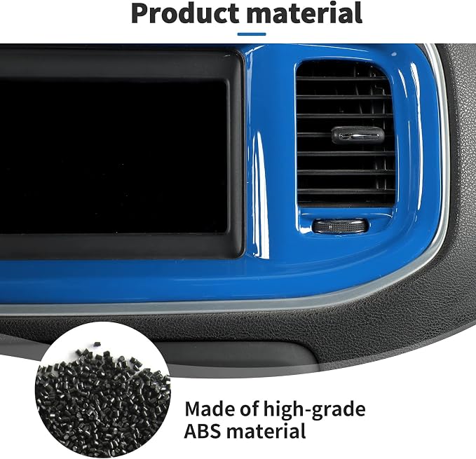 JWWY Charger Center Consoles Dash Board Trim Dashboard DVD Navigation Screen Frame Instrument Cover Trim for 2015-2024+Dodge Charger Interior Accessories Blue