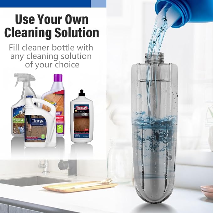 Wet Spray Mop for Floor Cleaning with 14 oz Bottle & 3 Microfiber Pads | Refillable bottle, washable pads, dry/wet use for home or commercial cleaning on hardwood, laminate, wood & ceramic floors