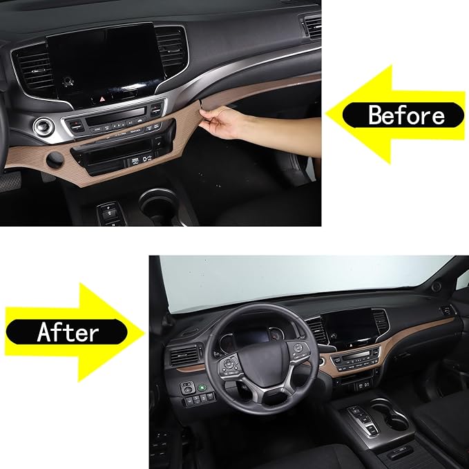 Center Console Dashboard Panel Strip Trim for Honda Pilot 2016-2022 Interior Decorative Cover Protector Accessories Anti Scratch ABS Material (Pear Wood Grain)