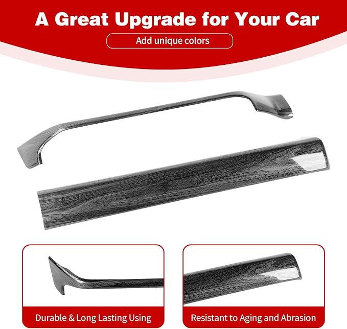 for Silverado Center Console Dashboard Panel Trim Cover for Chevy Silverado 2022 up Black Wood Grain Interior Accessories 2pcs