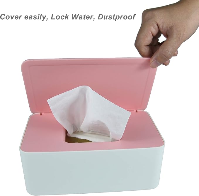 Diaper Wipes Dispenser, Tissue Storage Box Case, Wet Wipe Dispenser Holder | Refillable Wipe Container, Wipe Holder for Baby & Adult, Keeps Wipes Clean, Non-Slip, Easy Pull Wipes Pouch Case
