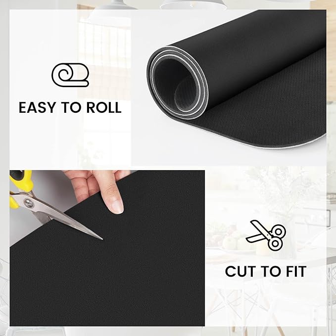 WISELIFE Dish Drying Mat Super Absorbent Drying Mat Large Dish Drying Mats for Kitchen Counter Easy Clean Dish Mat Kitchen Drying Mat18"x 36" Classic Black