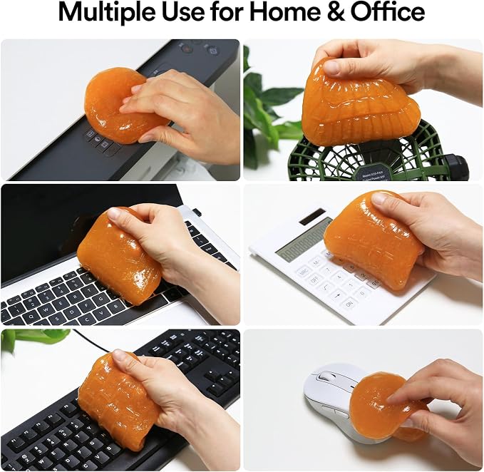 PULIDIKI Car Cleaning Gel Detailing Putty Car Slime Cleaner | Car Interior Cleaner Car Cleaning Supplies Auto Cleaning Kits Car Putty Car Accessories Blue Orange (2Pack)