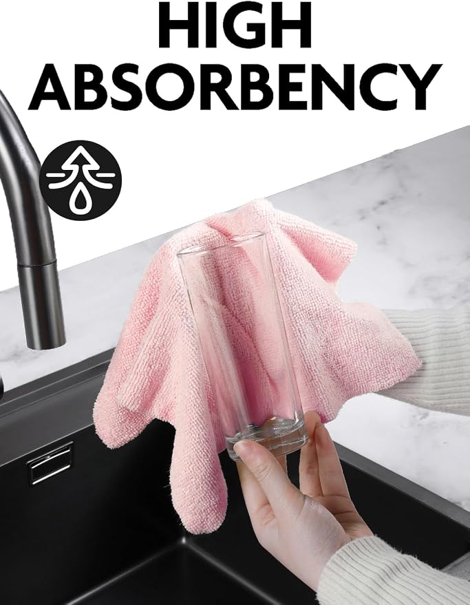 Fantasticlean Microfiber Cleaning Cloth Roll- 90 Sheets, 12" x 12" (Pink) | Super Absorbent, Lint-free, Tear-away Microfiber Towel Roll, for All-Purpose Cleaning, Reusable Alternative to Paper Towels