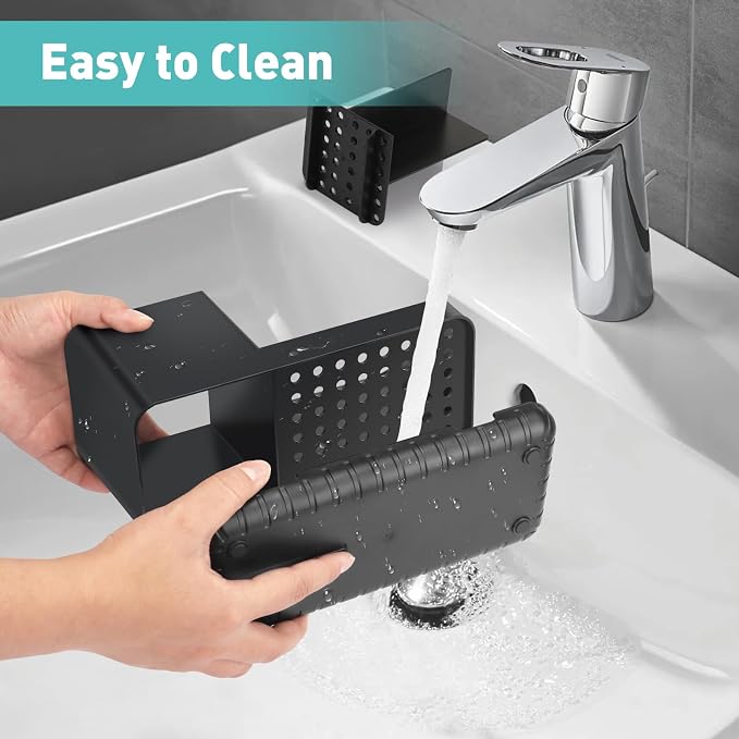 PARKMANI Toothbrush Holders for Bathrooms, Kids Electric Toothbrush and Toothpaste Holder, Toothbrush Organizer with Drainage, Tooth Brush Holder for Bathroom Countertop Organizer (Black)