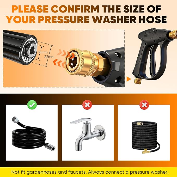 Saker Foam Cannon Dual Connector Accessory for Pressure Washer Kit,with Dual-Purpose Switch Spray Gun,Pressure Washer Gun for Car Washing and Cleaning,5 Color Power Washer Nozzle