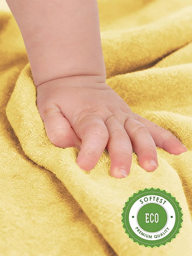 HIPHOP PANDA Baby Washcloths, Rayon Made from Bamboo - 2 Layer Ultra Soft Absorbent Newborn Bath Face Towel - Reusable Baby Wipes for Delicate Skin - Yellow, 6 Pack