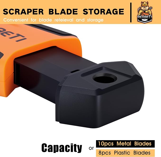 REXBETI Razor Blade Scraper Tool, 2 Pack Windows, Glass Stovetop Scraper | 14 metal & 300 plastic blades. Removing paint, grease, adhesive, stickers, label, decal. General cleaning tool. Blade Storage
