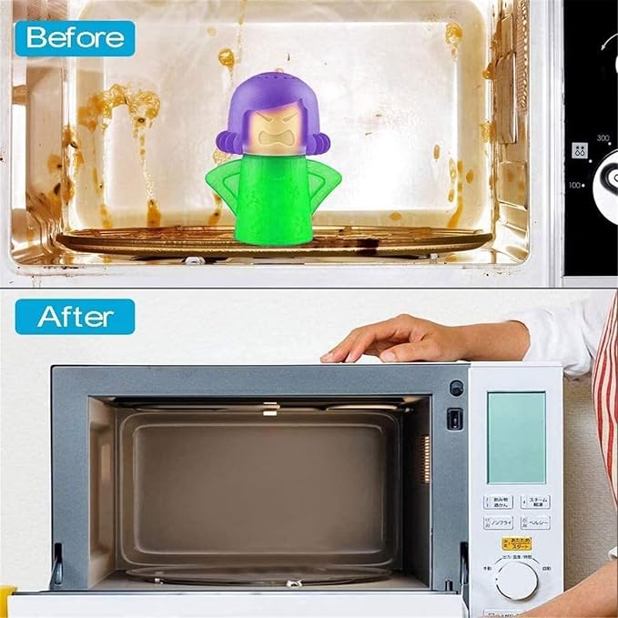 Angry Mama Microwave Oven Stem Cleaner 2 Pcs Mom Steam Cleaner Just Add Vinegar and Water Vapor Fog Steamer Cleaning Equipment Easily Cleans the Crud in Minutes for Kitchen or Office(Yellow&Purple)