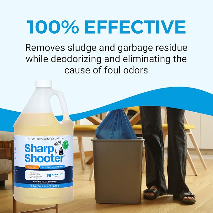 Sharpshooter, Heavy-Duty Trash Can Odor Eliminator & Degreaser, Garbage Surface Cleaner and Deodorizer Foam, Professional-Grade, Fresh Citrus Scent, 1 Gallon