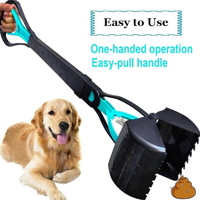 ienjoyed 2-Piece Pooper Scooper for Large Medium & Small Dogs Heavy Duty,Long Handled Dog Poop Scooper for Grass,Durable Dog Poop Pick Up Tool