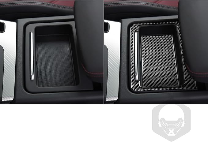 Real Carbon Fiber Trim for Audi 80A Q5 Accessories | for SQ5 2018-2025 Dash Center Console Storage Box Organizer Tray Cover Sticker Interior Thick Overlay Decal