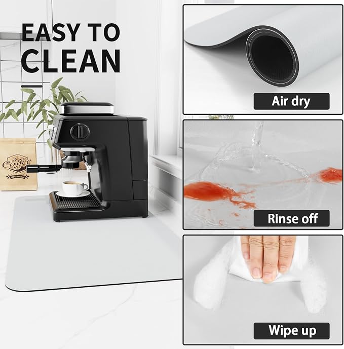 HotLive Coffee Mat - Absorbent Hide Stain Rubber Backed Dish Drying Mat for Kitchen Counter - Bar Mats for Countertops Accessories Fit Under Coffee Maker Espresso Machine