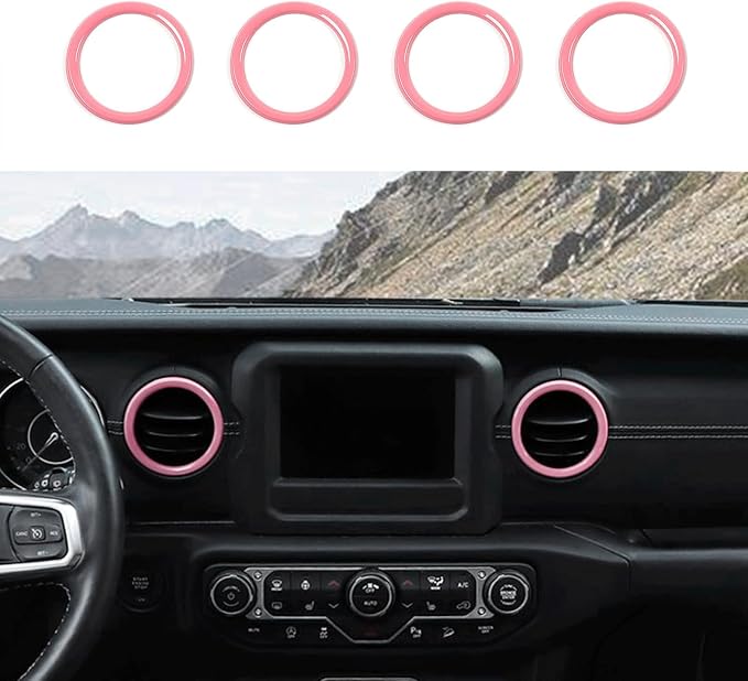 JeCar Interior Trim Kit Dashboard Air Conditioner Vent Ring Interior Accessories Compatible with Jeep Wrangler 2018-2023 JL, Pink