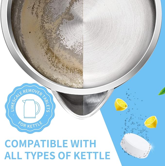 NATRUTH 20 Packs Powerful Limescale Removal,Efficient Water Bottle Cleaning Tablets,Odor-Free KETTLE & Coffee Cup Cleaner Tablets,Descaler for Coffee Machine,Natural Stainless Steel Cup Cleaners