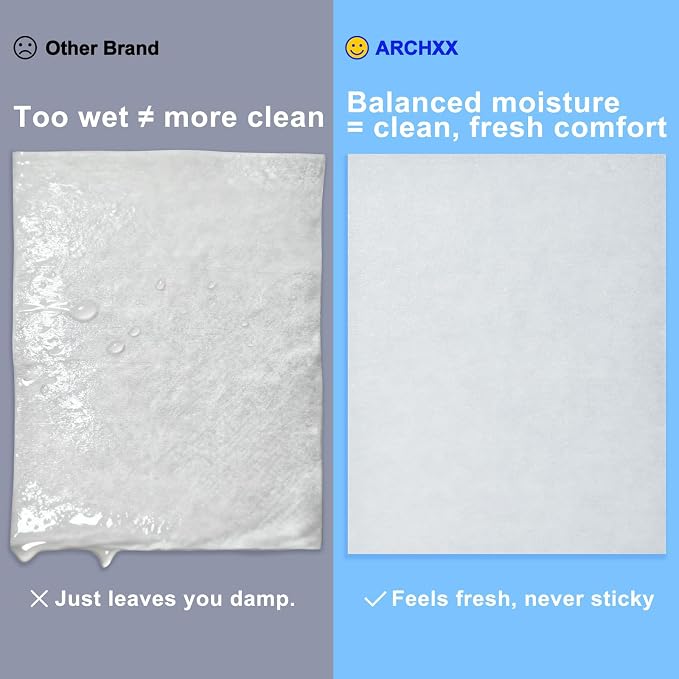 ARCHXX Travel Flushable Wipes, 16 Travel Packs (112 Count), Value Pack, 99% Water with Aloe & Chamomile, Unscented & Hypoallergenic, Mini Wet Wipes, for Sensitive Skin, for Adults & Kids